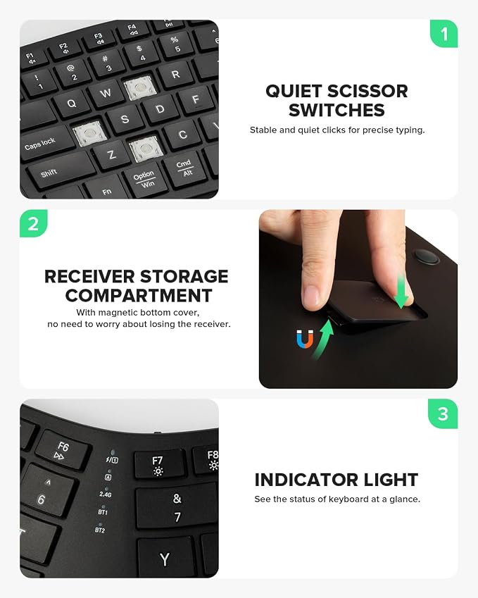 DELUX Full Size Ergonomic Split Keyboard and Wireless Vertical Mouse Combo, GM909 Wireless Split Keyboard and M618MINI Small Silent Vertical Mouse (GM909-M618MINI Gray)