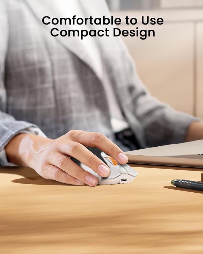 ProtoArc Bluetooth Wireless Mouse, USB C Mouse, EM15 Rechargeable Compact Portable Type C Wireless Mice for Laptop, Tablet, PC, Windows, Mac OS-White