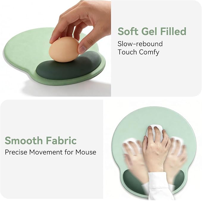 Ergonomic Mouse Pad with Wrist Rest,Mousepad with Wrist Support - Cute Gel Portable Mouse Pads for Desk Laptop,Computer,Office & Home Decor-(Green Plants)