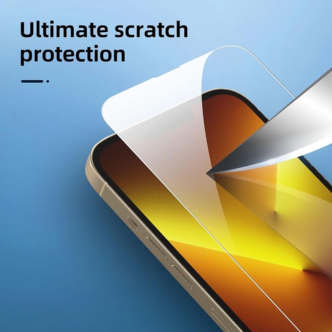 NEW'C 3x for iPhone 13 Pro Max Screen Protector (6.7 inches)+ 3x Camera Lens Protector, Sensor Protection + Dust Plug - Case Friendly Tempered Glass Film, Ultra Resistant