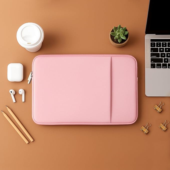 Laptop Sleeve for MacBook Neo/Air/Pro 13 inches A18/M5/M4/M3/M2/M1 Chip 2026-2020 A3404 A3449 A3240 A3113 with 2 Pockets Tablet Bag Case Accessories (Bright Pink)