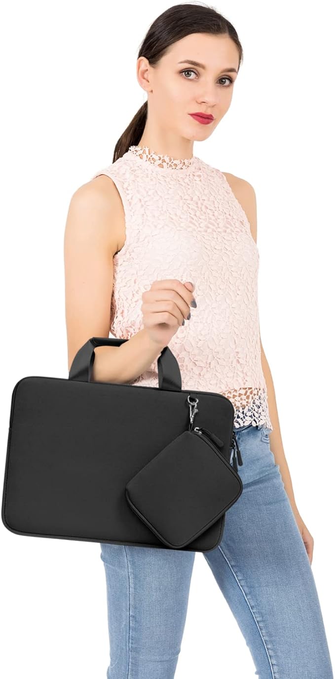 MOSISO Laptop Case 16 inch, 15-15.6 inch Laptop Sleeve Bag Compatible with MacBook Pro 16, HP Acer Dell Lenovo ASUS, Neoprene Carrying Computer Bag with Handle&Detachable Small Case, Black