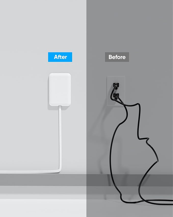 Flat Extension Cord with Outlet Cover, Olcorife Flat Plug Power Strip with 6 Outlets and 3 USB Ports, 2000 Joules Surge Protector, 8 FT Cord Hidden Outlet Extender for Tight Spaces