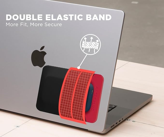 2-Pocket Adhesive Hard Drive Holder for Laptop, Stick-On Pocket Pouch for External Portable SSD, HDD, Slim Mouse and Cables (Small - Fits SSD)