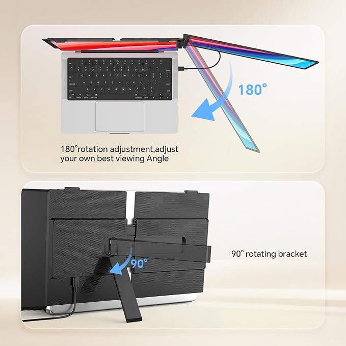 14" Laptop Screen Extender, Ultra-Thin 0.17" FHD 1080P IPS Portable Monitor for Laptop, Dual Monitor Extender, Plug & Play, Work with Windows/Mac/Chrome, Fits 13"-17.3" Laptops