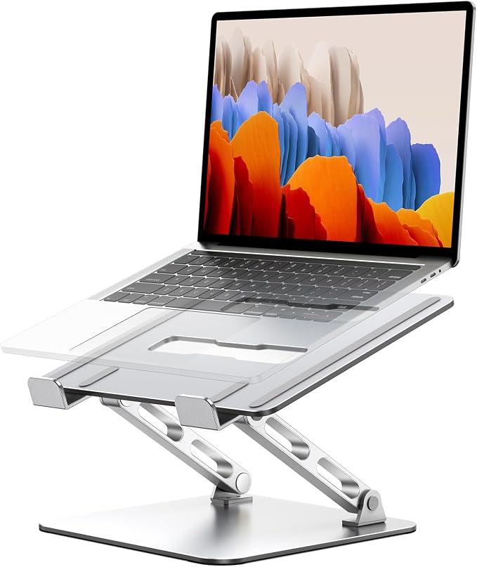 RIWUCT Laptop Stand for Desk Adjustable Height, Ergonomic Laptop Riser Holder with Dual-bar Support, Portable Computer Notebook Stand for MacBook Air Pro, Dell XPS, HP (10-16"), Gifts for Men/Dad