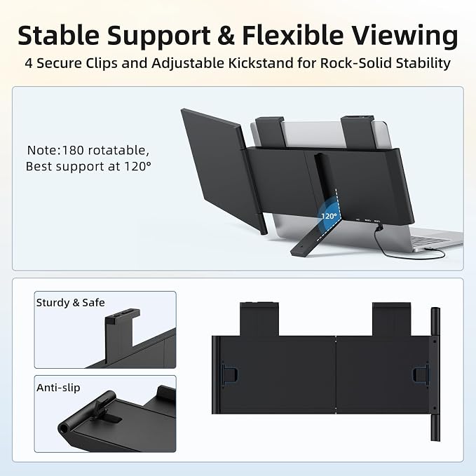 Laptop Screen Extender, 15.6" Laptop Monitor Extender, 1080P FHD IPS Portable Monitor for Laptop, Mini HDMI/Type-C Screen Extender Fits 14"-15.6" Laptops,Plug & Play for Windows/Mac/Android/Switch/PS5