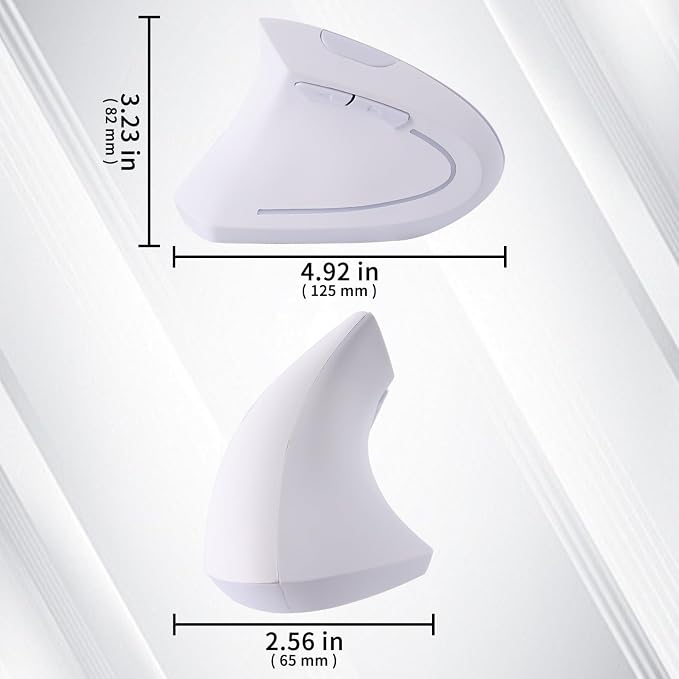 Left Handed Mouse, Wireless 2.4 GHz USB Lefty Ergonomic Vertical Mouse, Less Noise Cordless Mice with USB Receiver, 6 Buttons for Laptop Computer PC Desktop Mac Specifically for left hand(white)