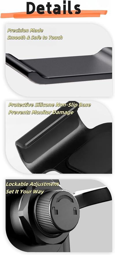 【1PACK Clamp-On Monitor Headphone Stand – Adjustable Headset Holder with 360° Rotating Hook, Silicone Protection, Space-Saving Desk Organizer for Office, Gaming & Study YA-C (Black)