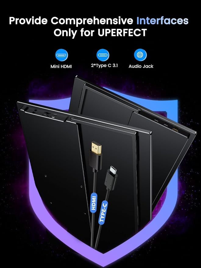 UPERFECT Portable Monitor 4K 120HZ QLED 17.3" | 0.1ms Gaming Monitor, 500 Nits | 3840 * 2160 UHD |100% DCI-P3 | USB-C & HDMI | VESA & Stand | Travel Screen for Laptop, Computer, Game Consoles