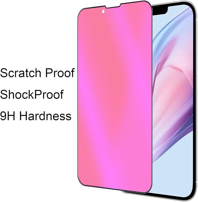 2 Pack Anti-Blue Privacy Tempered Glass for iPhone 13 Pro Max/iPhone 14 Plus 6.7 inch Mirror Anti-Spy Screen Protector Anti-Peeping Film Electroplated Gradient Colorful
