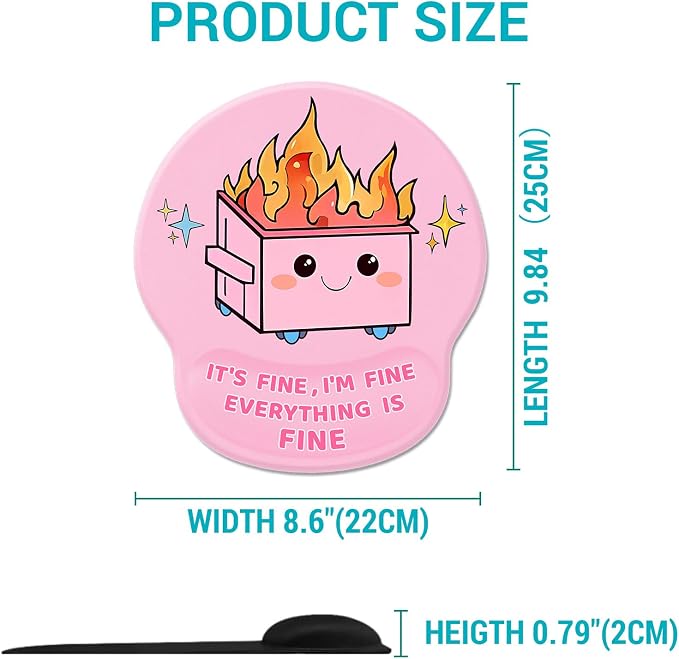 Hancynir Ergonomic Mouse Pad with Wrist Rest, Funny Cute Dumpster on Fire Mouse Pads Wrist Support for Desk, Comfortable Computer Mousepad for Gaming Laptop Work Home Accessories Office Supplies Decor