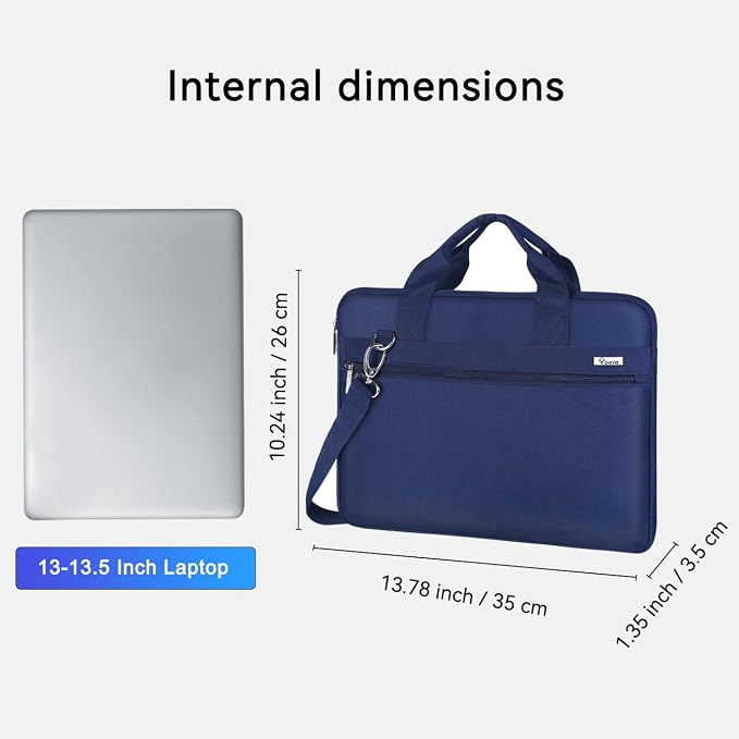 Voova Laptop Bag 13-14 Inch, 360° Protective Laptop Case Sleeve with Shoulder Strap Compatible with Macbook Air 13, MacBook Pro 13/14, Waterproof Computer Bag Slim Briefcase for Men Women, Blue