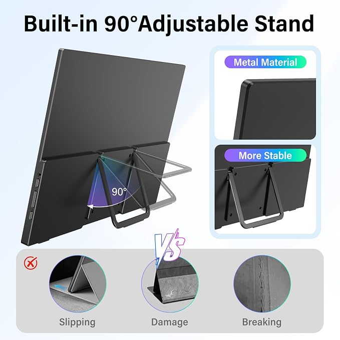 InnoView 16" Portable Monitor 180Hz FHD 1920×1200 100% sRGB Laptop Screen Extender | 2 x Type-C & HDMI Portable Monitor for Macbook/Switch/PS5/Xbox (Support 165Hz 144Hz 120Hz)