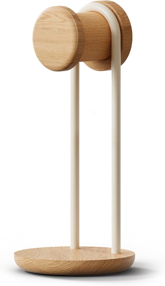 Fenge 11.3" Tall Headphone Stand for Desk, Nature Wood & Metal Headphone Holder with Storage Base, Desktop Headset Stand for Gaming Universal Headphones, Oak