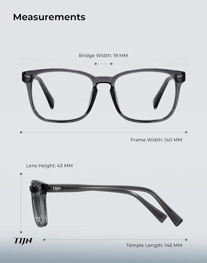 TIJN Premuim Blue Light Blocking Glasses for Women Men Square Frame Nerd Eyeglasses Anti Blue Ray Computer Screen Glasses
