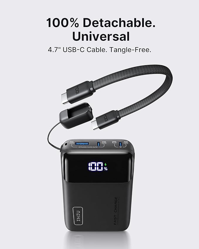 INIU 20000mAh Laptop Power Bank, Ultra Compact 65W PD Dual Fast Charging Portable Charger, Flight-Safe Battery Pack with USB C Cable for Travel MacBook iPad Tablet Switch iPhone 17 16 Pro Samsung S25