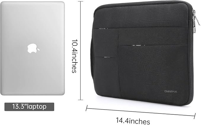Omnpak 13-inch Laptop Sleeve Case for MacBook Neo A18 Pro/MacBook Air M5, Water-Resistant Protective Case with Side Handle and Pockets Carrying Case for 13-14" MacBook Air/Pro M5/M4/M3/M2/M1