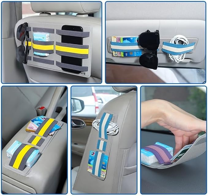 3-Pocket Adhesive Hard Drive Holder for Laptop, Mouse Holder for Laptop, SSD, USB Drive, Mouse, Cables (Yellow)