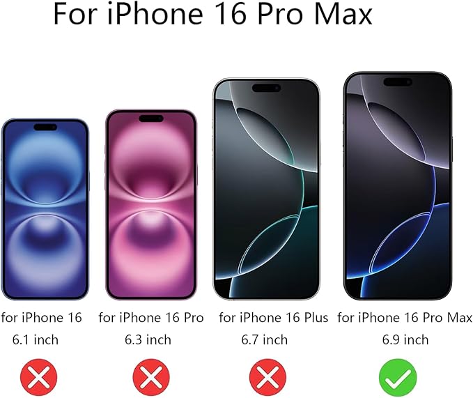 2 Pack Anti-Blue Privacy Tempered Glass for iPhone 16 Pro Max Mirror Anti-Spy Screen Protector Film Electroplated Gradient Colorful 6.9 inch
