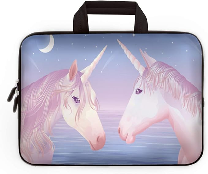 14 15 15.4 15.6 inch Laptop Handle Bag Computer Protect Case Pouch Holder Notebook Sleeve Neoprene Cover Soft Carrying Travel for Dell Lenovo Toshiba HP Chromebook ASUS Acer (Two Unicorn)