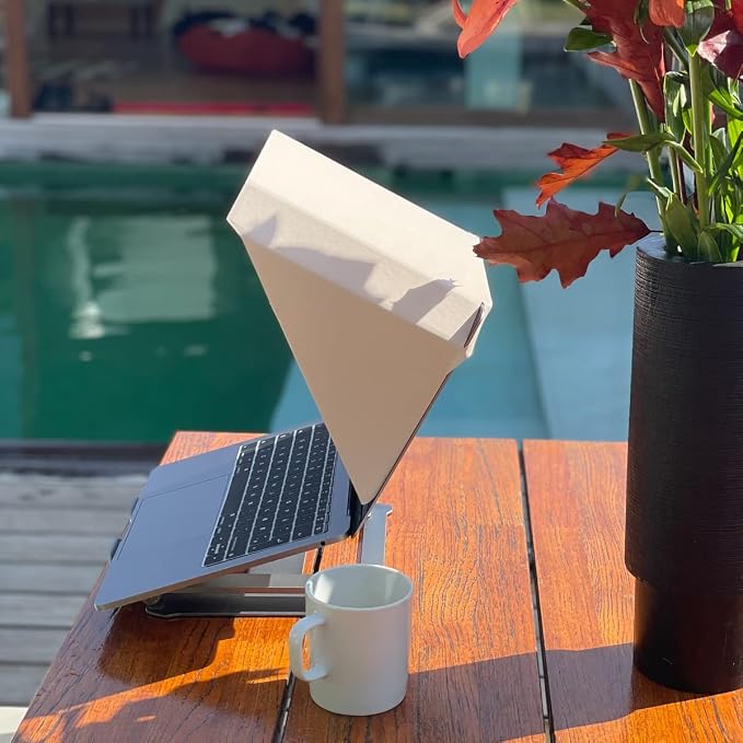4-in-1 Laptop Screen Shade – Original Slim Hood – Sun, Privacy, Heat & Contrast Protection, Lightweight & Travel-Friendly, Fits 12–14” MacBook & PC, Patented, Starlight