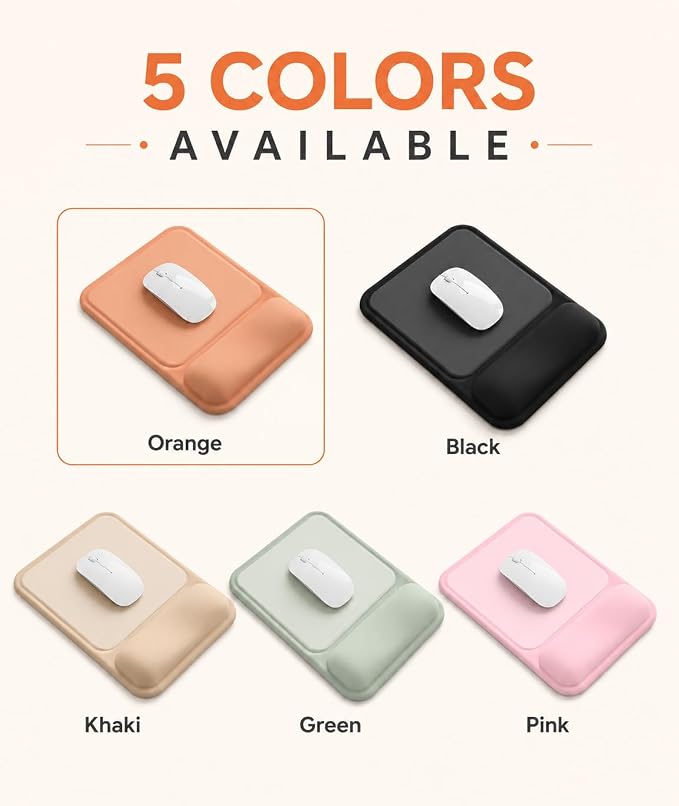eulps Ergonomic Mouse Pad with Wrist Rest, Gel Mousepad with Soft Wrist Support, Non-Slip PU Base, Smooth Surface Mouse Pad for Wrist Pain Relief, Computer Laptop Office Home & Gaming (Orange)