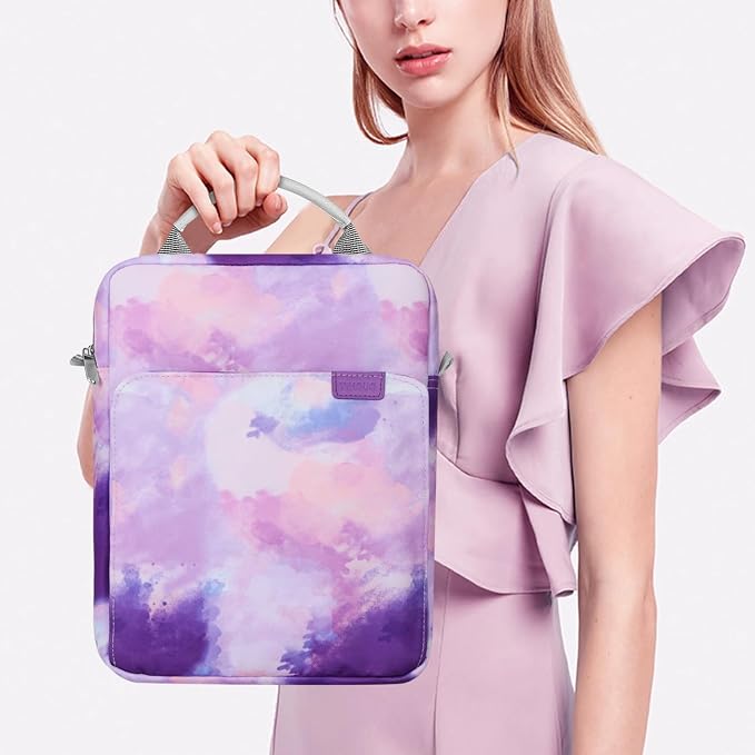 TiMOVO 9-11 Inch Tablet Sleeve Bag with Shoulder Strap for iPad 11-inch A16 2025, iPad 10th Gen. 10.9"/10.2", Galaxy Tab A9+/A11Plus 11", Watercolor Purple