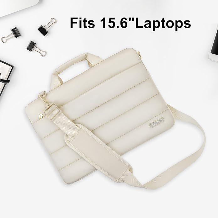 MOSISO Laptop Bag for Women, Computer Bags, Puffy Sleeve Case Laptop Shoulder Bag with Handle&Pocket