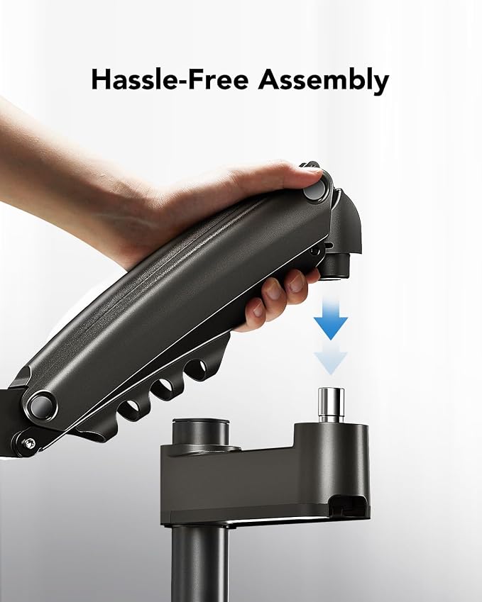 HUANUO Single Monitor Arm for 13-32 inch Screens,Holds 19.8lb,Adjustable Monitor Stand with Clamp and Grommet Base,Vesa 75x75mm/100x100mm Compatibility (Black)