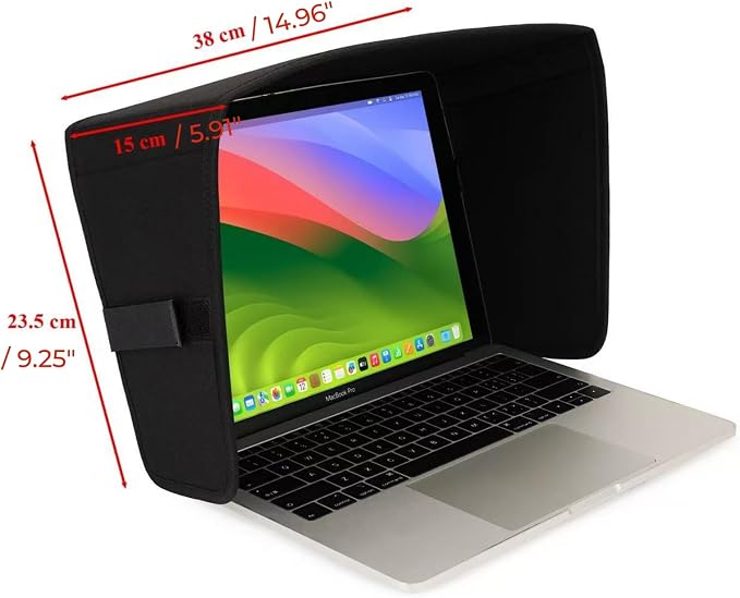 Laptop Sun Shade for Outdoor Work, Light Weight Computer Privacy Hood & Glare Shield, Foldable Shield Cover, L(Most 15-16" Laptop)