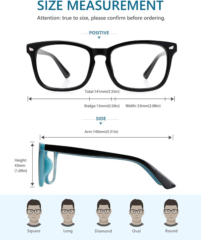 Cyxus Blue Light Glasses Men Women Reduce Eye Strain UV Blocking for Office Work Computer Screen 8082