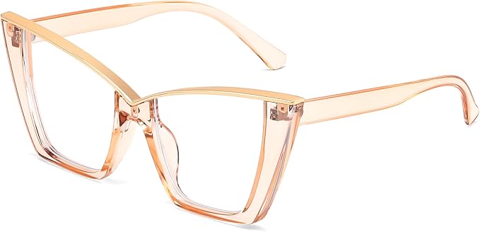 FEISEDY Fashion Cat Eye Blue Light Blocking Glasses for Women Fake Retro Eyeglasses Oversized Stylish Eyewear Frame B0240