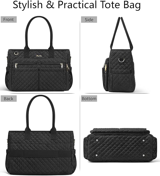 Bagstellar Teacher Bags for Women, 15.6 inch Laptop Work Tote Bag Quilted Nurse Bible Computer Shoulder Bag for School Travel | Dream Tote Work Bag
