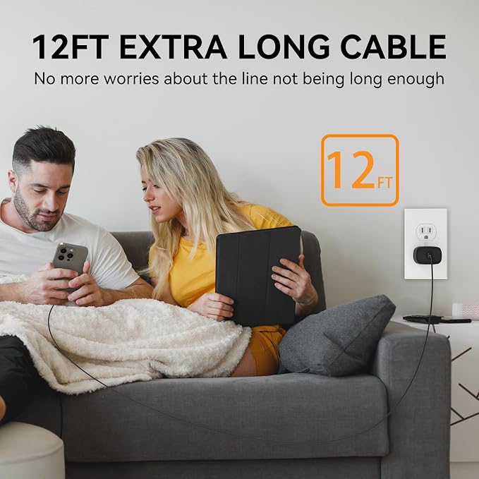 Phone 17 16 15 Pro Charger Fast Charging, 20W USB C Fast Charger Block with 12FT Long Type C Chargers Fast Charging Cable Cord for Phone 17/17 Pro/17 Pro Max/Air/16 Pro Max/16 Pro/15Pro Max/Pro, S24