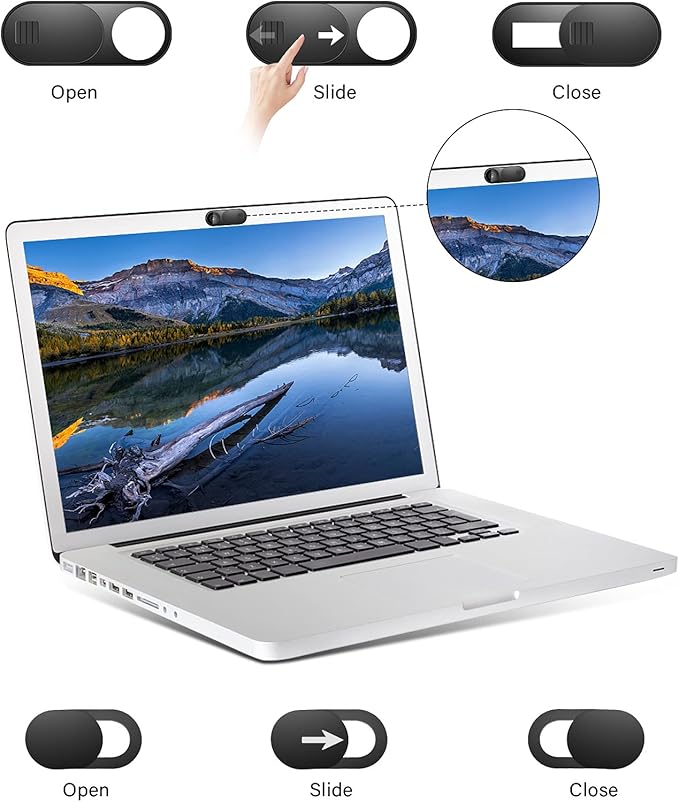 ZUCUCUC Laptop Camera Cover Slide, Phone Camera Cover Slide, 6 Pack Ultra Thin Webcam Cover Slide for Laptop, Desktop, PC, Tablet, Smartphone, Protect Your Privacy and Security(Black)