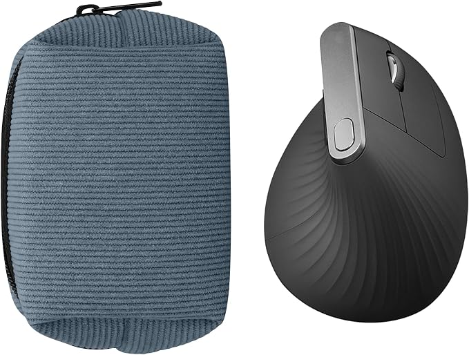 kwmobile Mouse Case for Logitech Lift/MX Vertical/Anker Vertical Carry Case - Protective Carry Pouch for Bluetooth Mouse - Soft Neoprene Protection - Vintage Blue