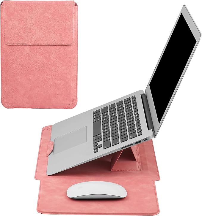 HoYiXi 15.6 16 Inch Laptop Sleeve Case with Stand Feature for MacBook Pro 16 2025 & 2021,ASUS Vivobook 15/MacBook Pro 15/Surface 3/Matebook D15/Galaxy Book Flex,15-16'' Laptop Cover,Rose Red