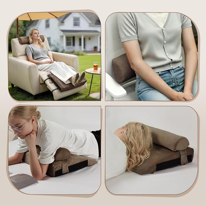 Recliner Foot Rest Cushion - Recilner Leg Rest Cushion with Removable Semi-Cylinder for Superior Support, Adjustable Recliner Foot Rest Extender, Recilner Leg Pillow with 2 Straps, Coffee