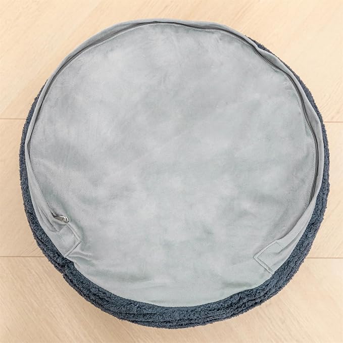 Poofieotto Unstuffed Pouf Ottoman Cover Handmade Footstool Ottoman Storage Solution Floor Pouf Footrest Cushion 20 Diameterx12Height Inches for Living Room Wedding Bedroom Gray No Filler