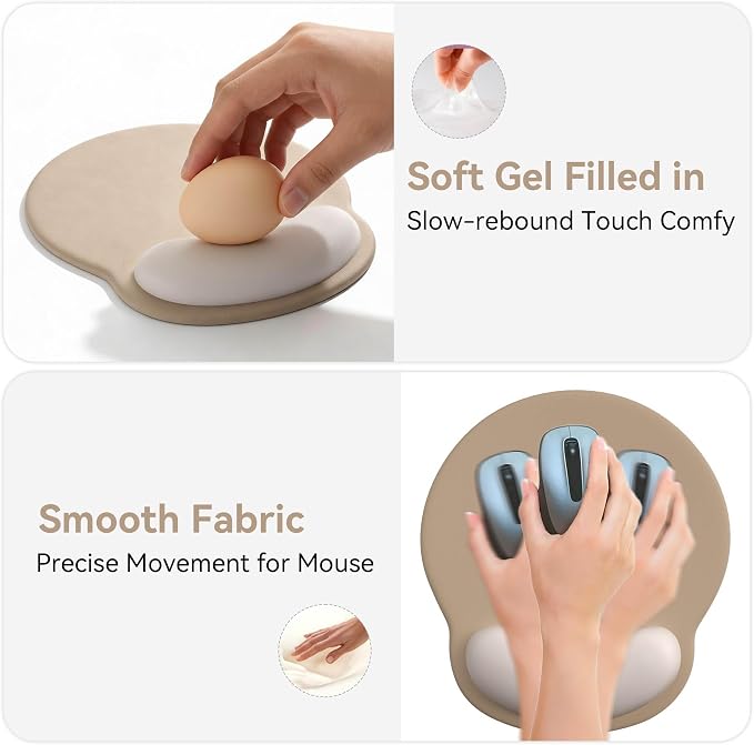 Ergonomic Mouse Pad with Wrist Rest,Mousepad with Wrist Support - Cute Gel Portable Mouse Pads for Desk Laptop,Computer,Office & Home Decor-(Beige Plants)
