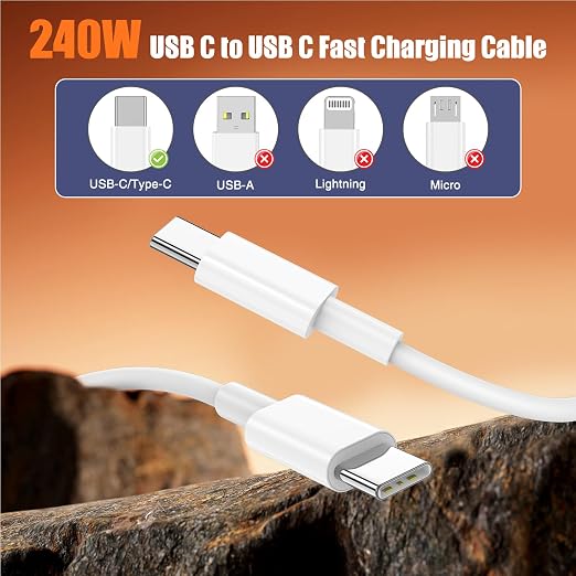 240W USB C to USB C Cable 2-Pack 6.6FT,Type C Fast Charging Cable for iPhone Air 17 16e 16 15 Pro Plus Pro Max,for Galaxy S25/S24, for iPad Pro/Air/mini, for MacBook Pro/Air and More