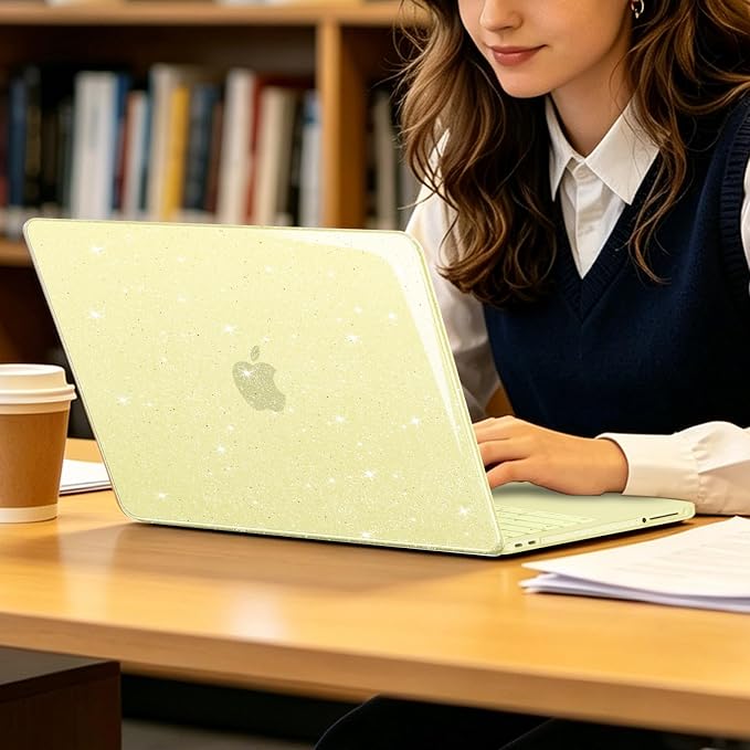 MOSISO Sparkly Glitter Case Compatible with MacBook Neo Case 13 inch 2026 Release Model A3404 with A18 Pro Chip, Crack-Resistant Protective Hard Shell Case&Keyboard Cover&ScreenFilm&Pouch, Citrus