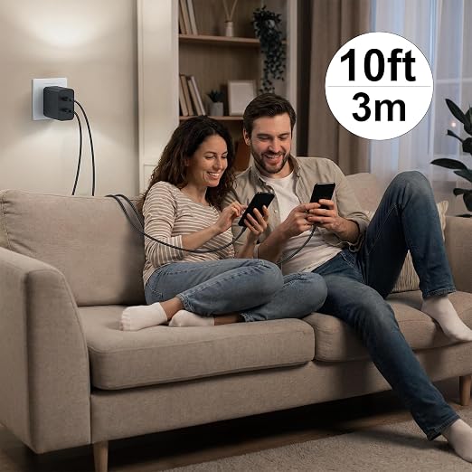 45W 2Pack Super Fast Charger USB C Dual Port Android Phone Charger Type C Fast Charging Block with 10FT Type-C Charger Cord for Samsung Galaxy S26 Ultra/S26/S26+/S25/S24/S23/S22/S21+/iPhone 17/16/15