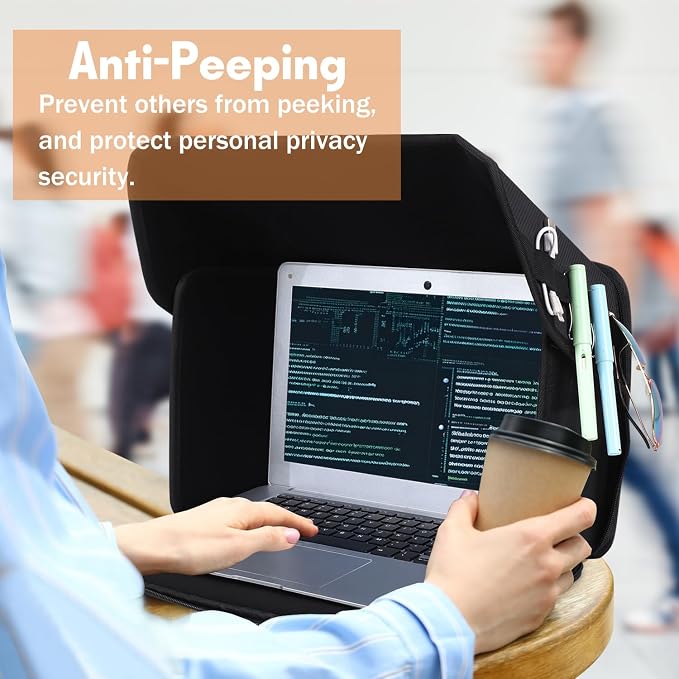 Laptop Sun Shade Laptop Sun Glare Shield Privacy Screen Hood Lightweight Laptops Sunshade Bag for Working Outside Portable Shield Cover 12-14'' (Patent Pending)
