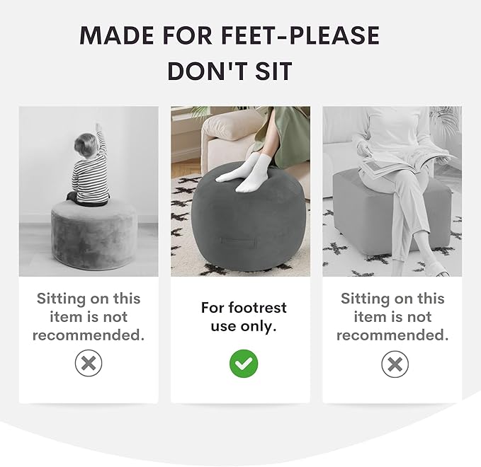 MeMoreCool Round Stuffed Pouf Ottoman Foot Rest, Floor Pouf Foot Stool with Soft Foam Chunk Filling, Small Round Ottoman Footstool Circle Footrest for Living Room, Light Coffee