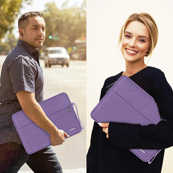 Laptop Sleeve 14 Inch, Water Resistant Traveling Computer Cover with Handle, Shockproof Protective Carrying Laptop Bag Compatible for 14 Inch MacBook Air/Pro, HP, Dell, Lenovo, Purple