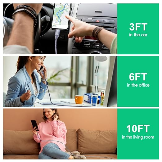 JIUWFOX Braided Car Carplay Cable for iPhone 17 16 Charger Cord, (3ft, 5Pcak) USB to USB C Cable Fast Charging for Samsung Galaxy S25 S24 S23 A17 A16, Pixel 10 9