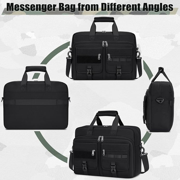 RAINSMORE Tactical Laptop Bag for Men 15.6/17.3 Inch Military Laptop Briefcase with MOLLE Large Business Travel Messenger Bag