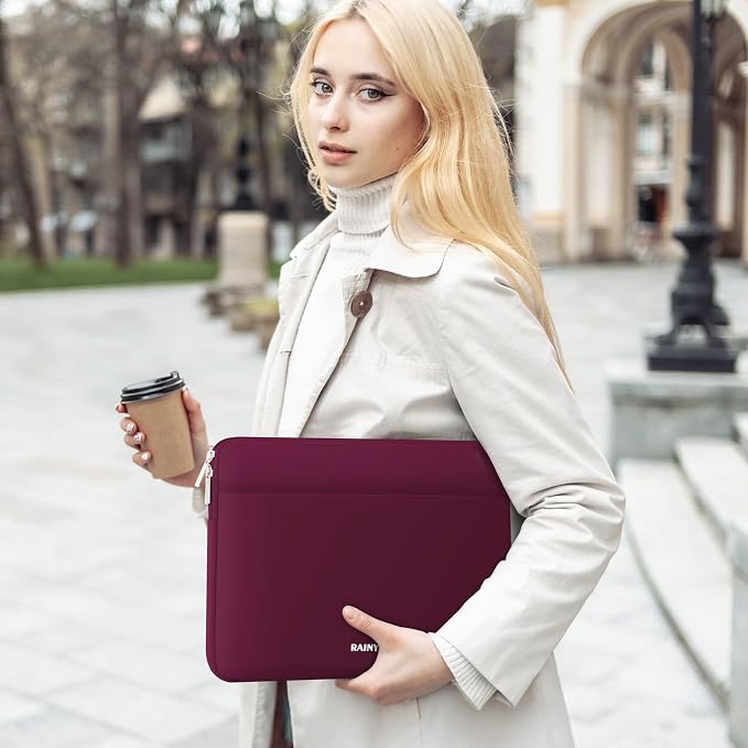 RAINYEAR Laptop Sleeve Case 15.6 Inch, Protective Portable Case with Front Pocket, Briefcase Handbag Computer Carrying Bag Laptop Bag Compatible for HP, Dell, Asus, Lenovo, Notebook, Red